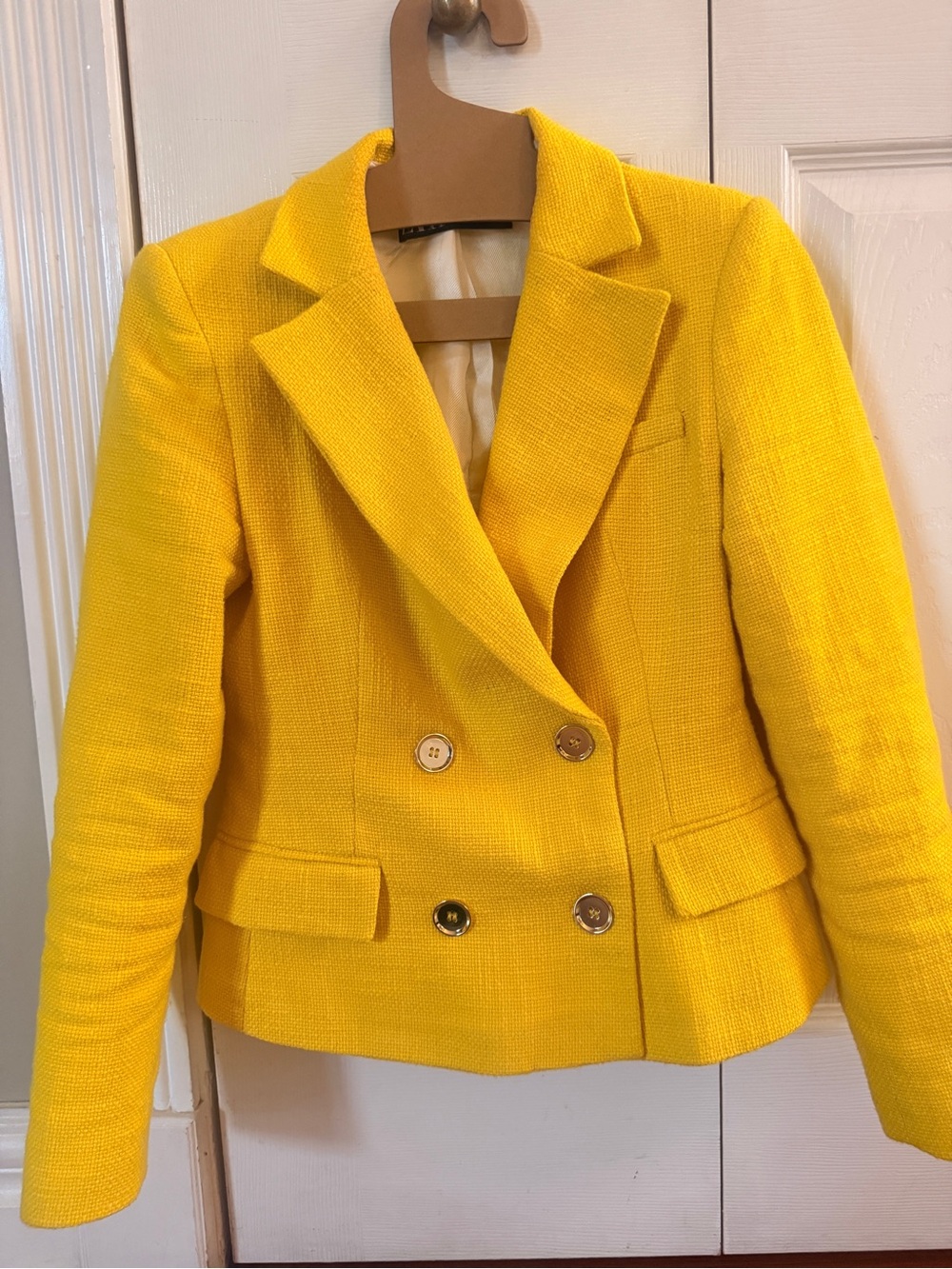Zara Yellow Women’s Double-Breasted Blazer Jacket